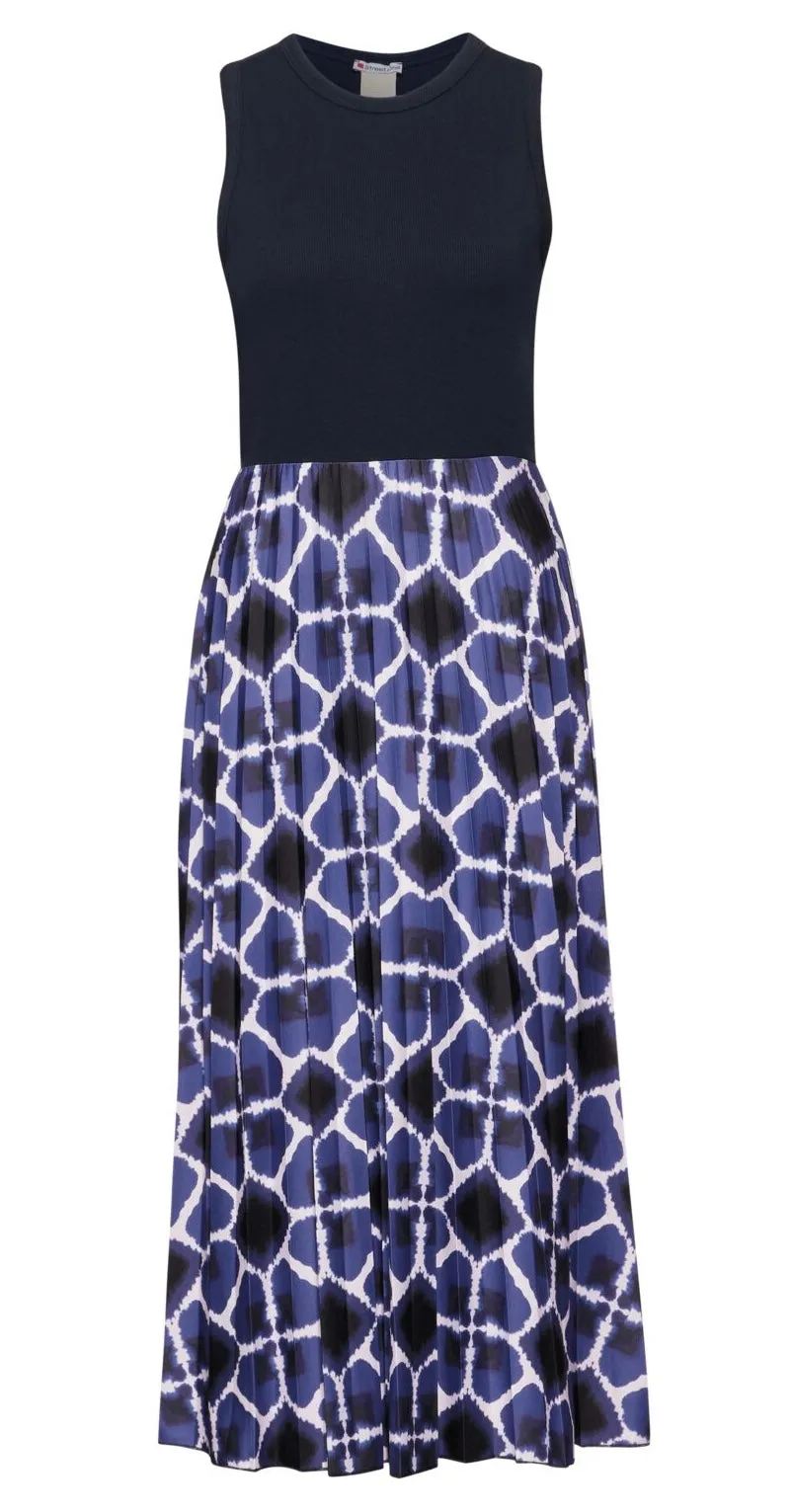 144065- Sleeveless MIDI Dress w/ printed Skirt- Street One