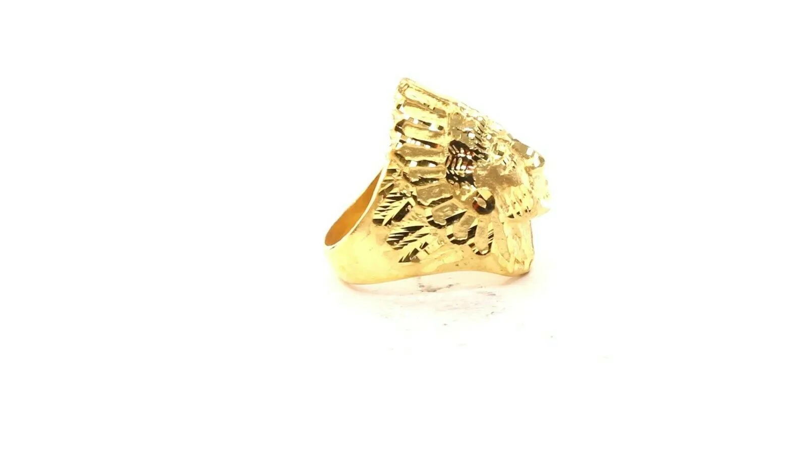 22k Ring Solid Gold ELEGANT Charm Chief Native Indian Ring RESIZABLE r2035mon