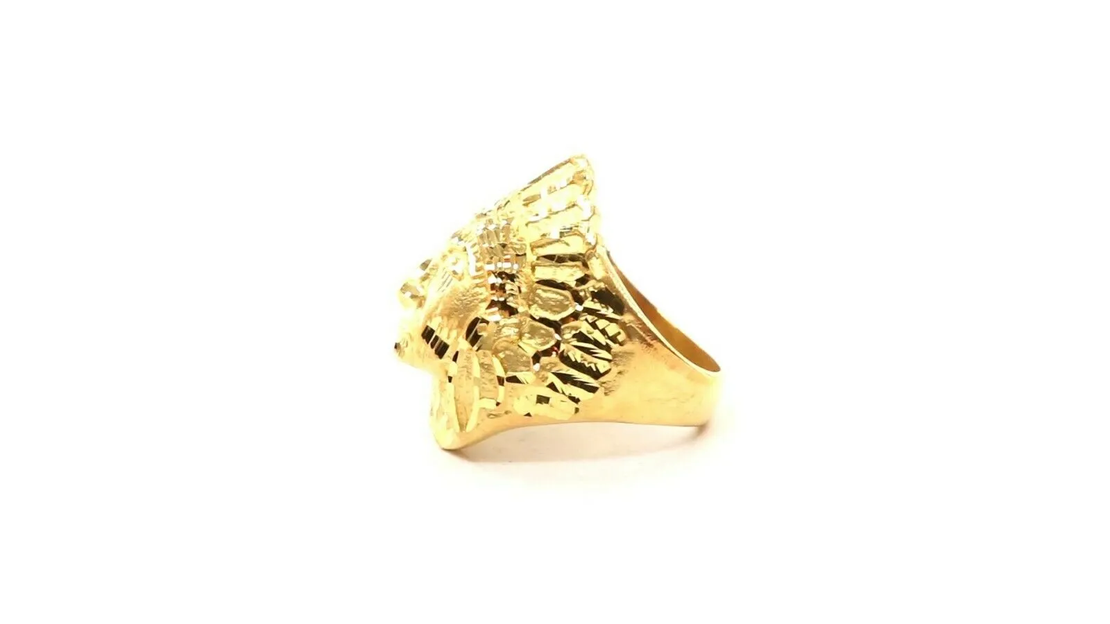 22k Ring Solid Gold ELEGANT Charm Chief Native Indian Ring RESIZABLE r2035mon