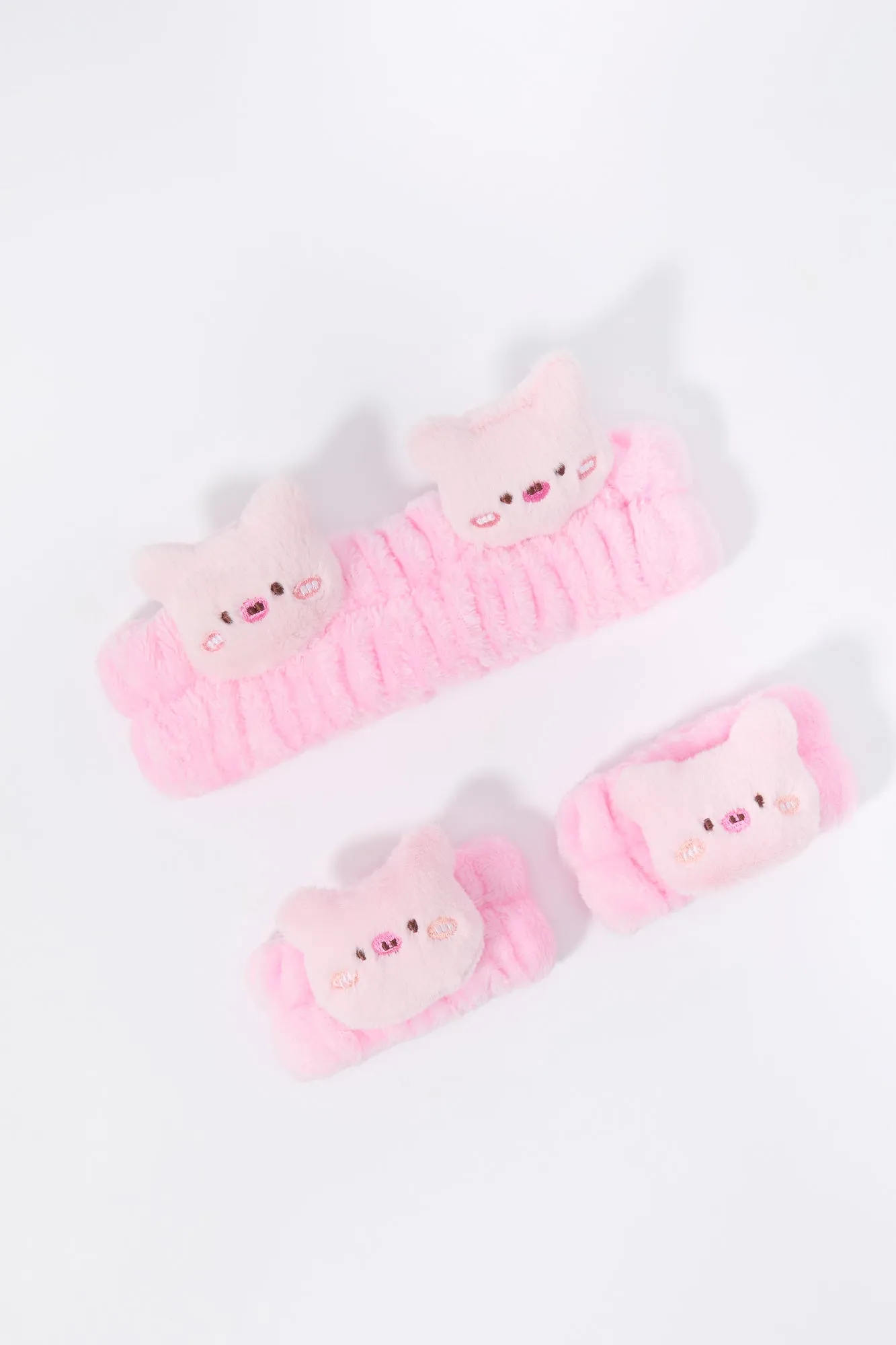 3D Pig Spa Headband and Wristband Set