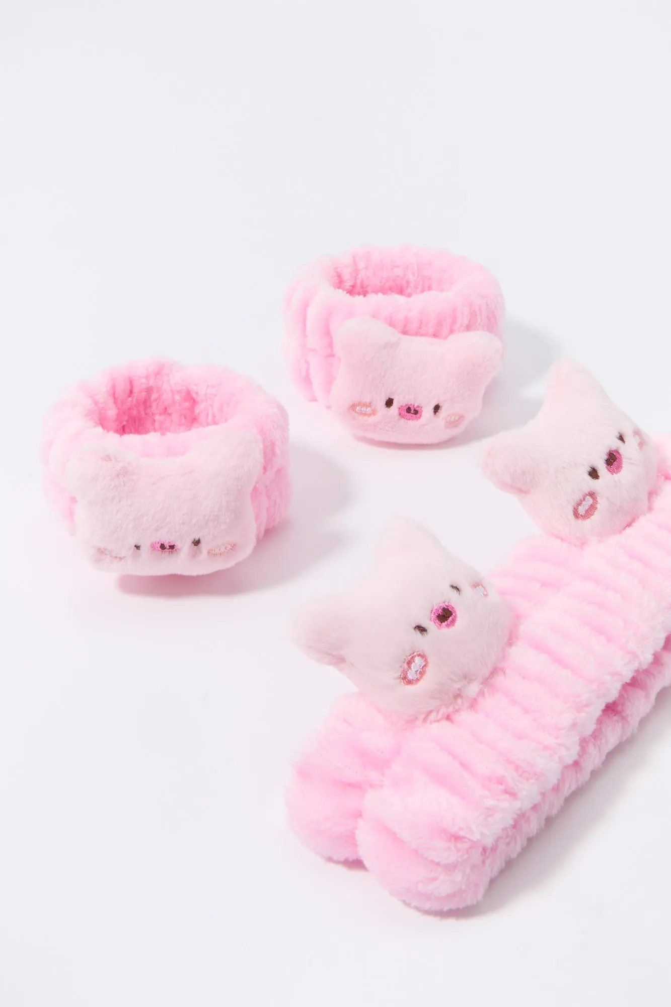 3D Pig Spa Headband and Wristband Set