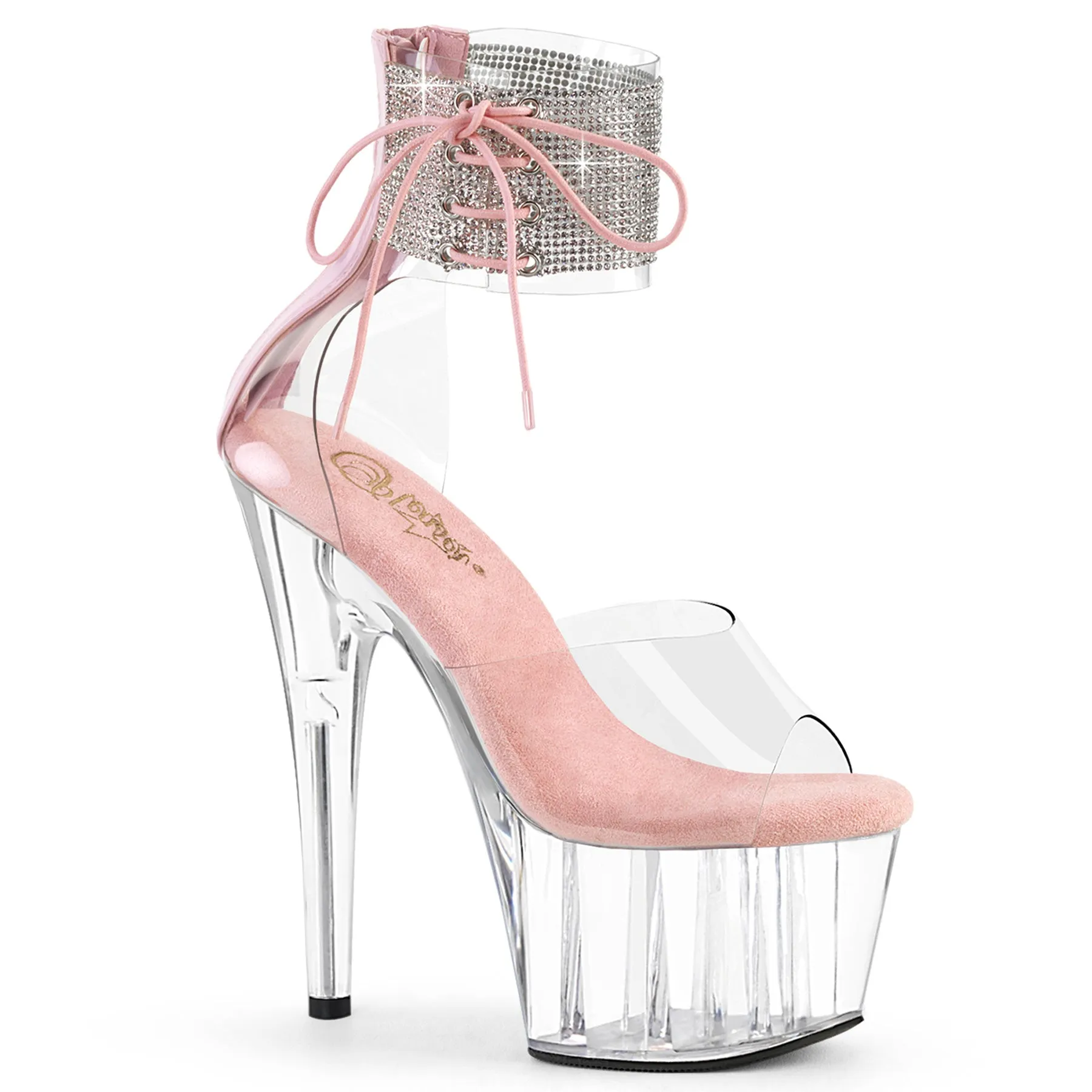 7 Inch Heel ADORE-724RS Clear Baby Pink Clear