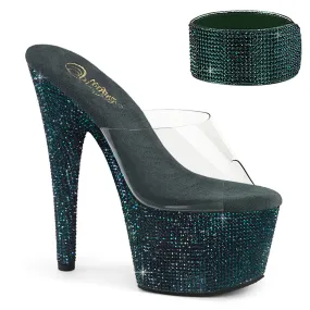 7 Inch Heel BEJEWELED-712RS Green Emerald Rhinestone