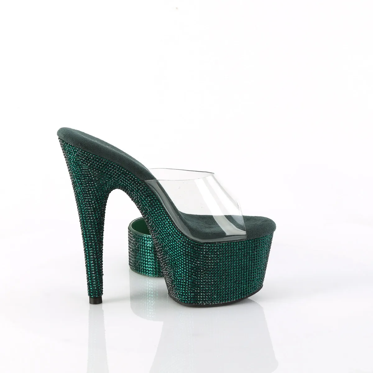 7 Inch Heel BEJEWELED-712RS Green Emerald Rhinestone