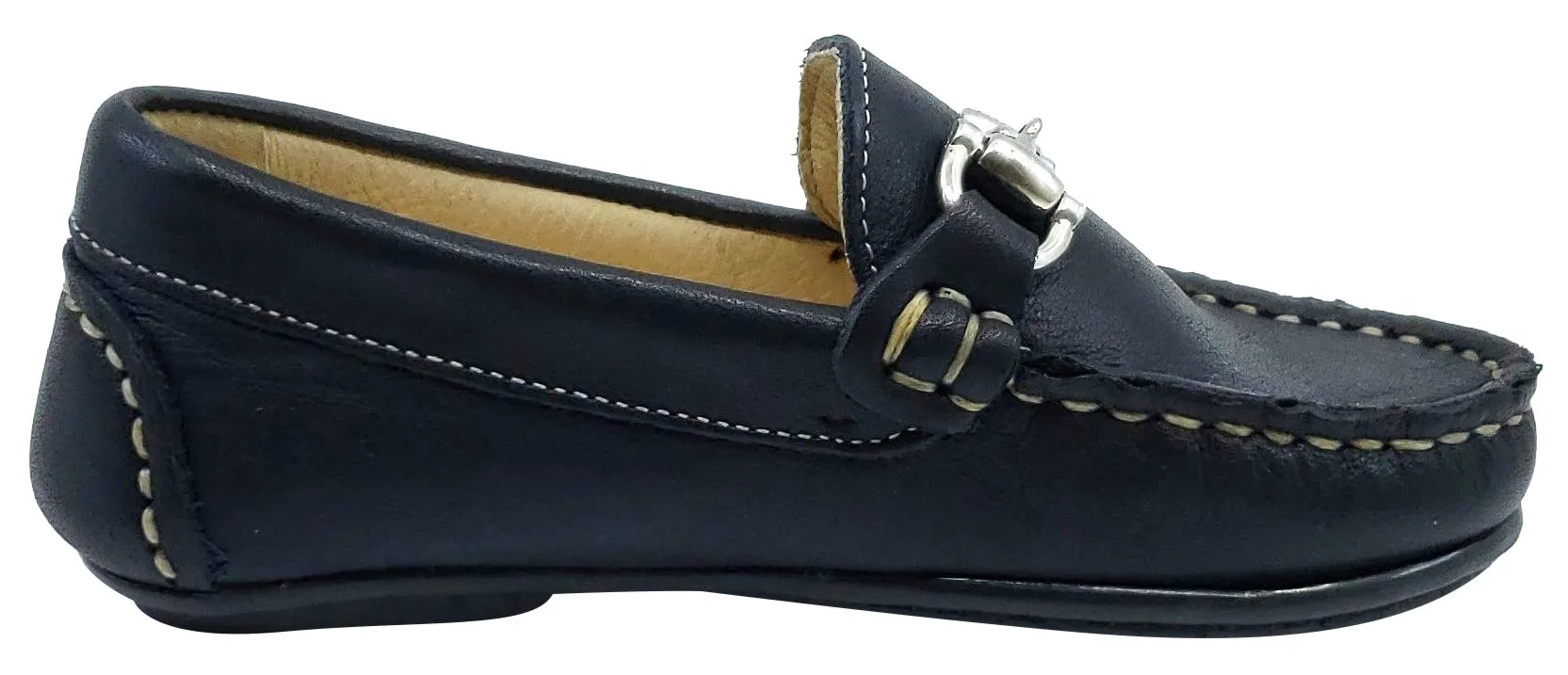 Andanines Boy's Chain Loafers, Nuit Navy Blue Black Outsole