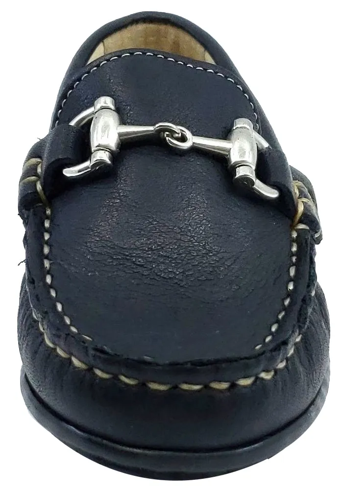 Andanines Boy's Chain Loafers, Nuit Navy Blue Black Outsole