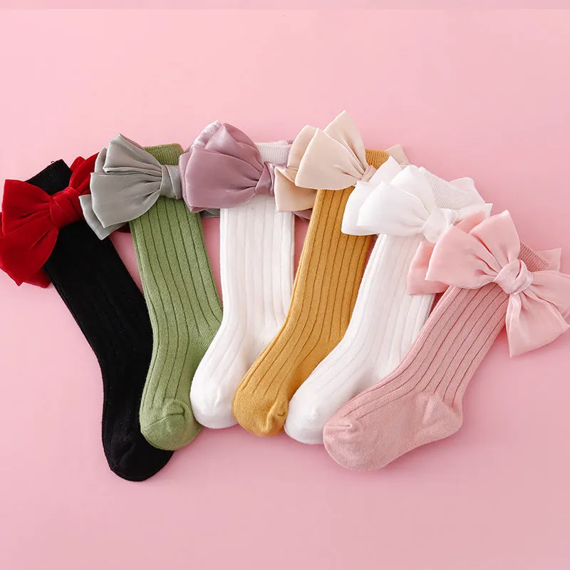 Baby Kid Girls Solid Color Bow Accessories Socks Wholesale 24011140