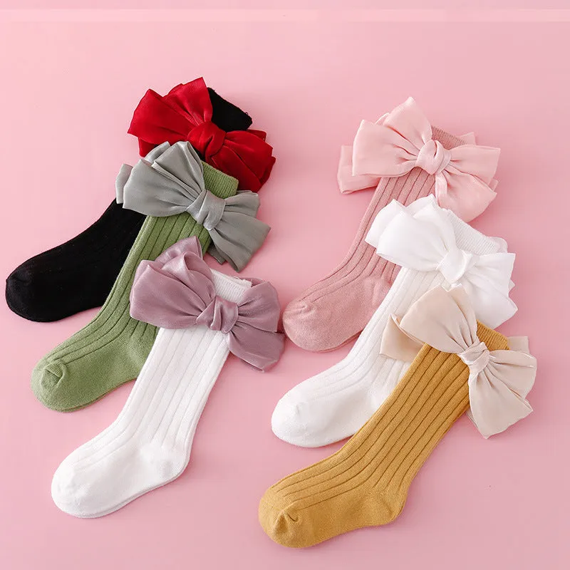 Baby Kid Girls Solid Color Bow Accessories Socks Wholesale 24011140