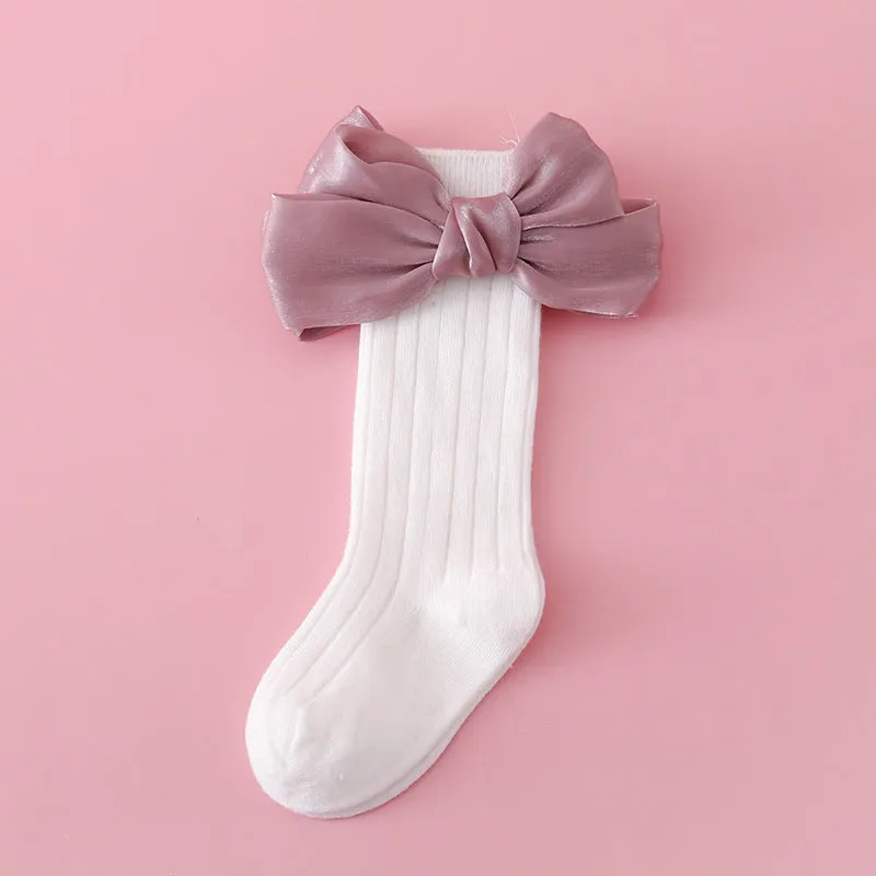 Baby Kid Girls Solid Color Bow Accessories Socks Wholesale 24011140