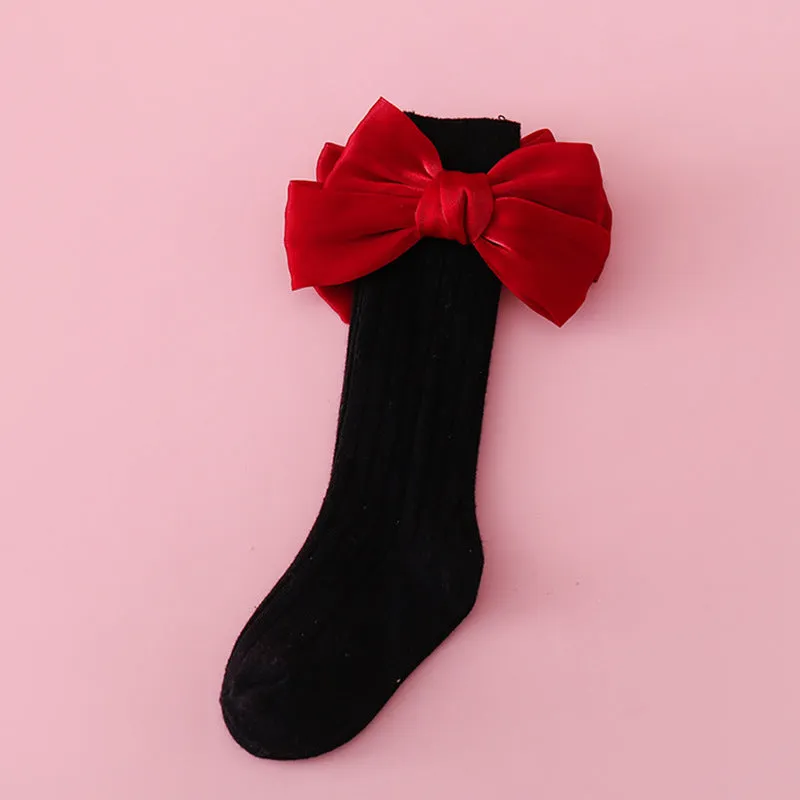 Baby Kid Girls Solid Color Bow Accessories Socks Wholesale 24011140