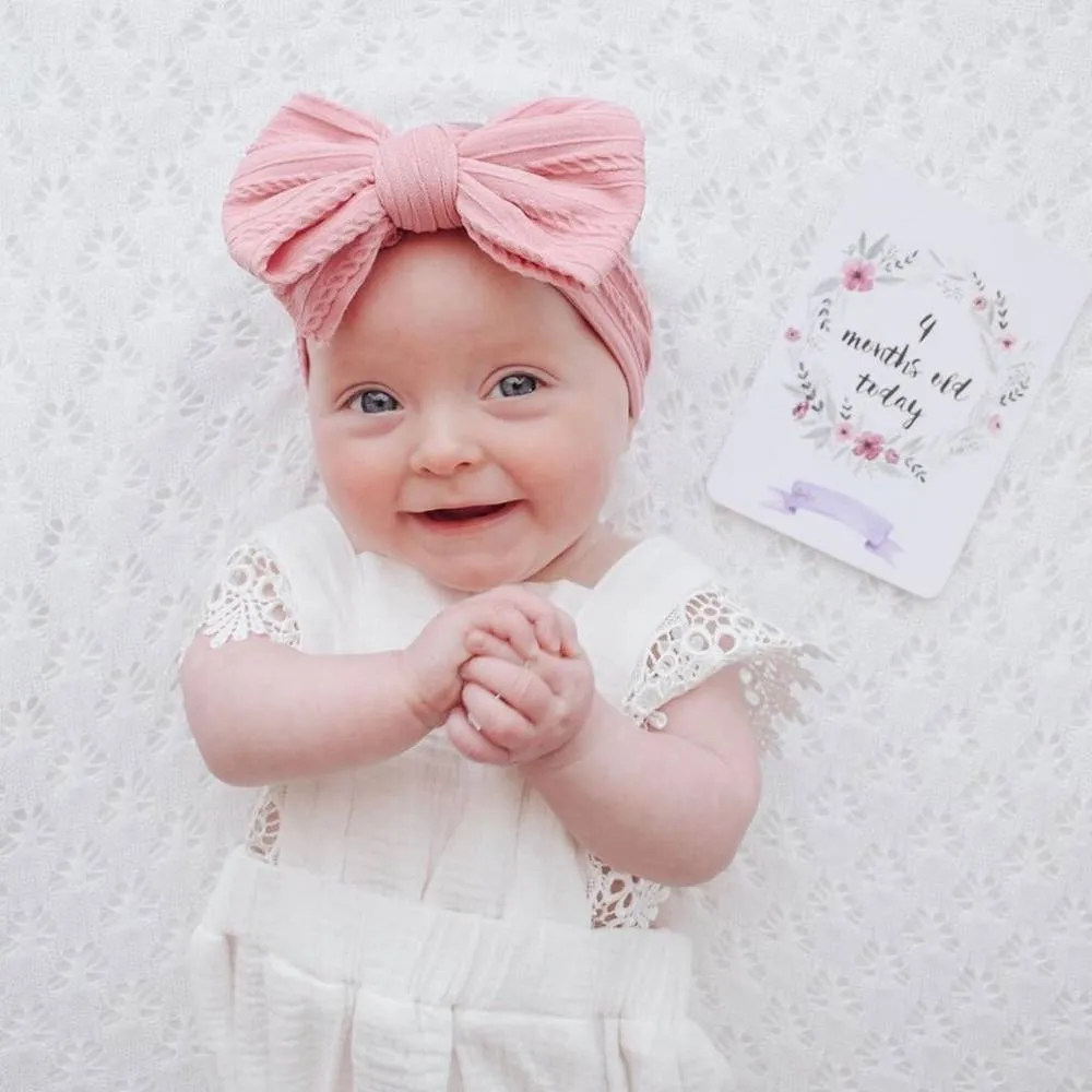 Baby Top Knot Double Bow Headband Blush