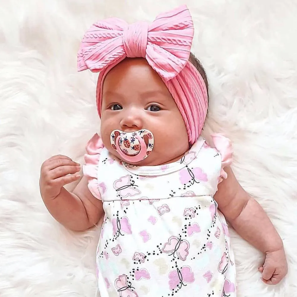 Baby Top Knot Double Bow Headband Blush