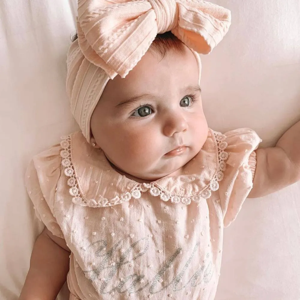 Baby Top Knot Double Bow Headband Coral