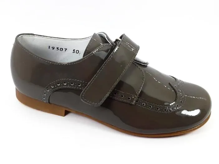 Beberlis Grey Patent Velcro Dress Shoe