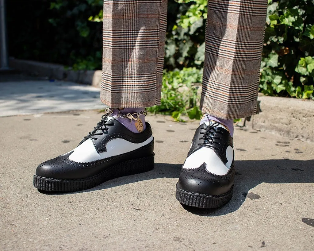 Black & White Wingtip TUKskin Viva Low Creeper