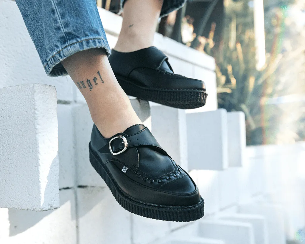 Black TUKskin Pointed Buckle Creeper