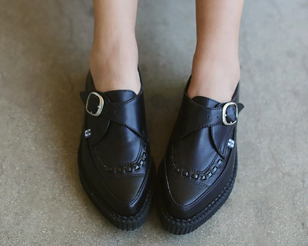 Black TUKskin Pointed Buckle Creeper