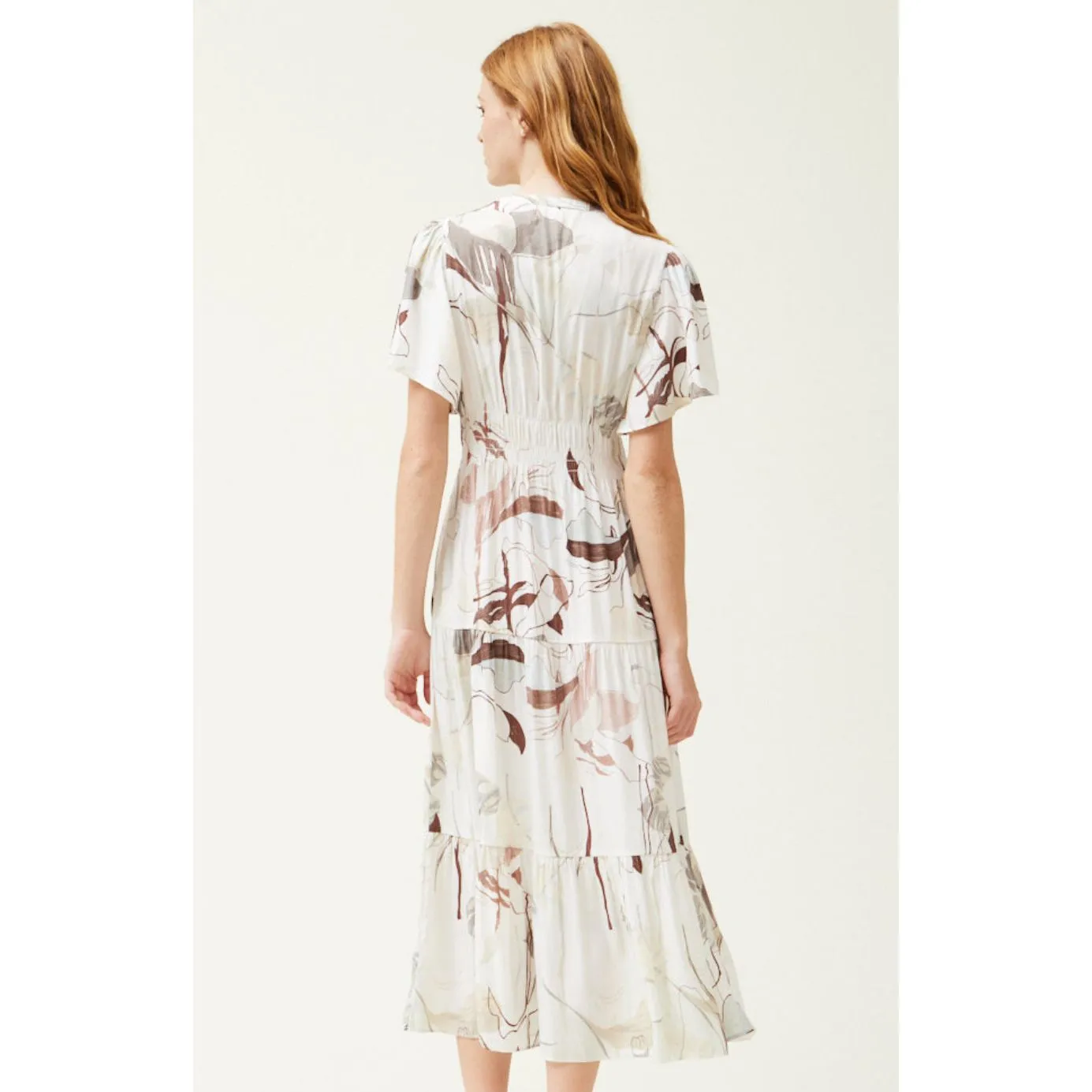 Bobbi Grade and Gather Ivory Printed Dress