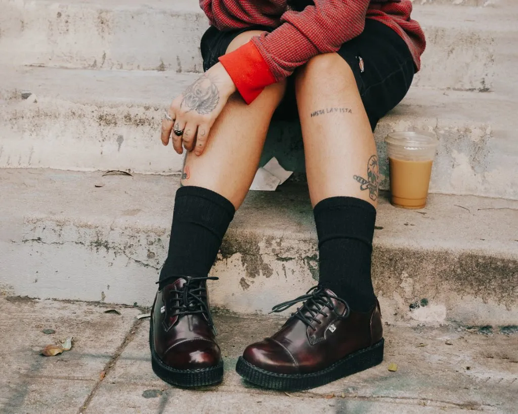 Burgundy TUKskin Toe Cap Viva Low Creeper