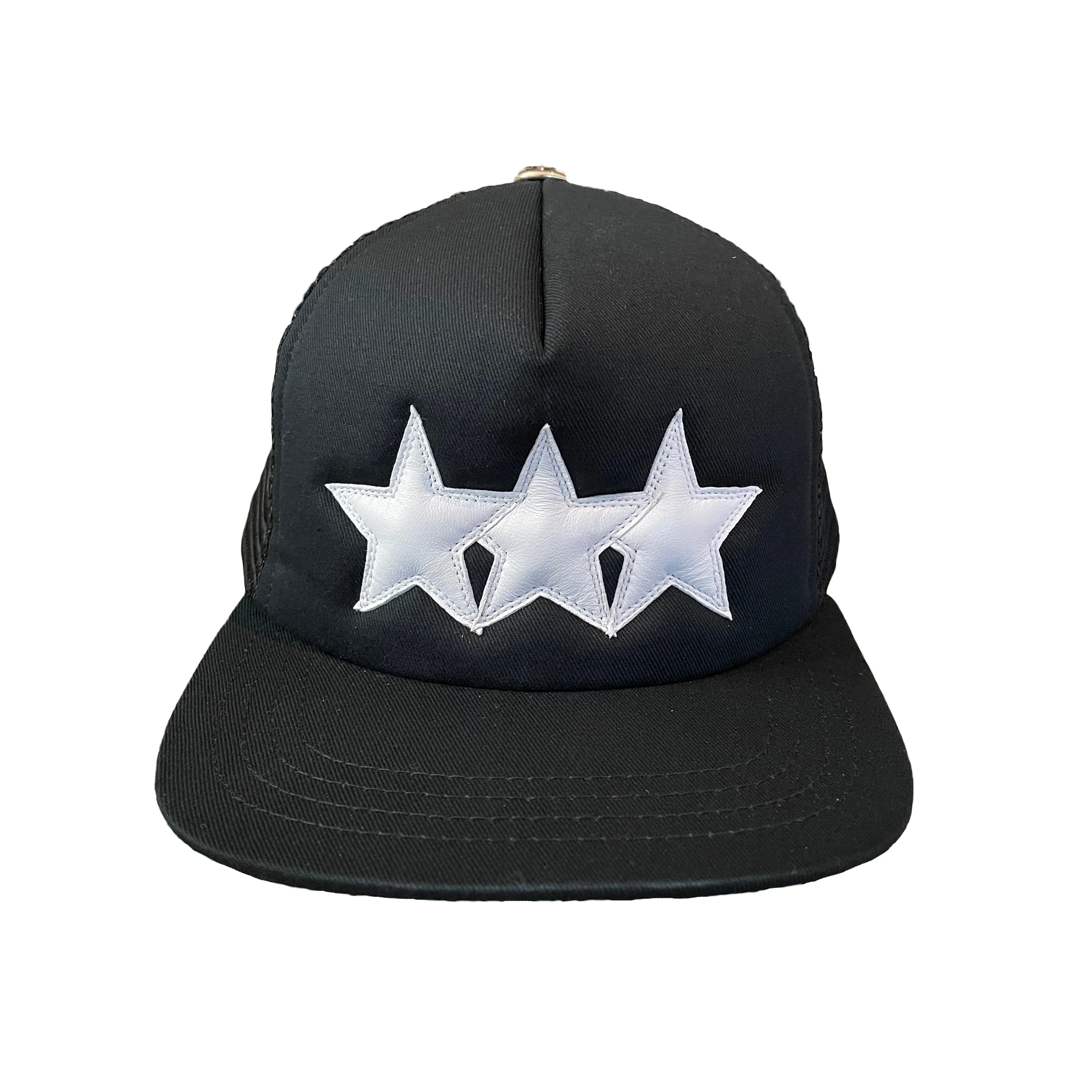 Chrome Hearts Leather Star Trucker Hat Black/White