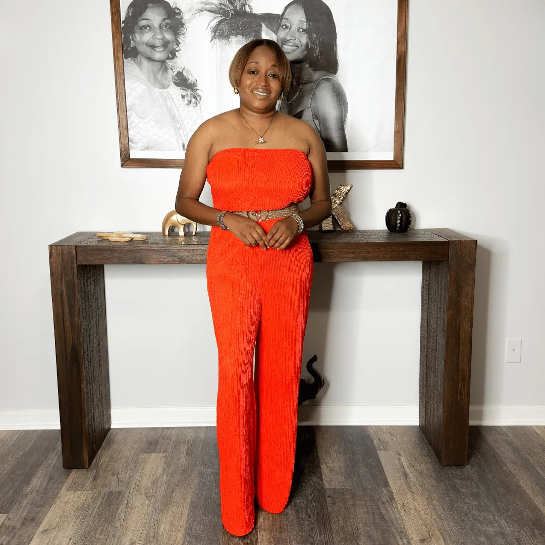 'Dahlia' Belted Jumpsuit | Orange