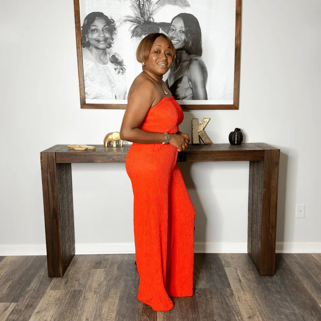 'Dahlia' Belted Jumpsuit | Orange