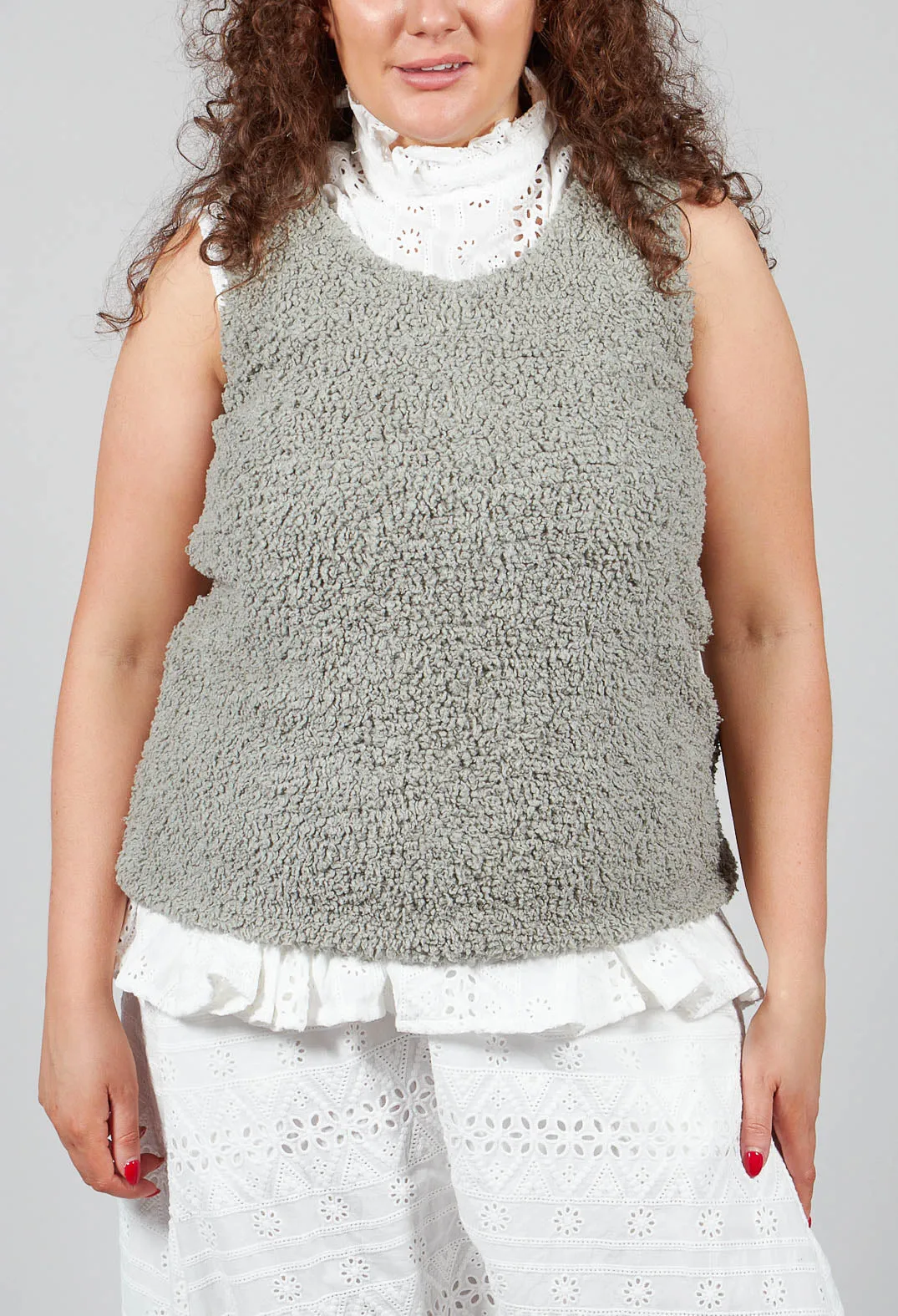 Detailaiv Teddybear Vest Top in Sage