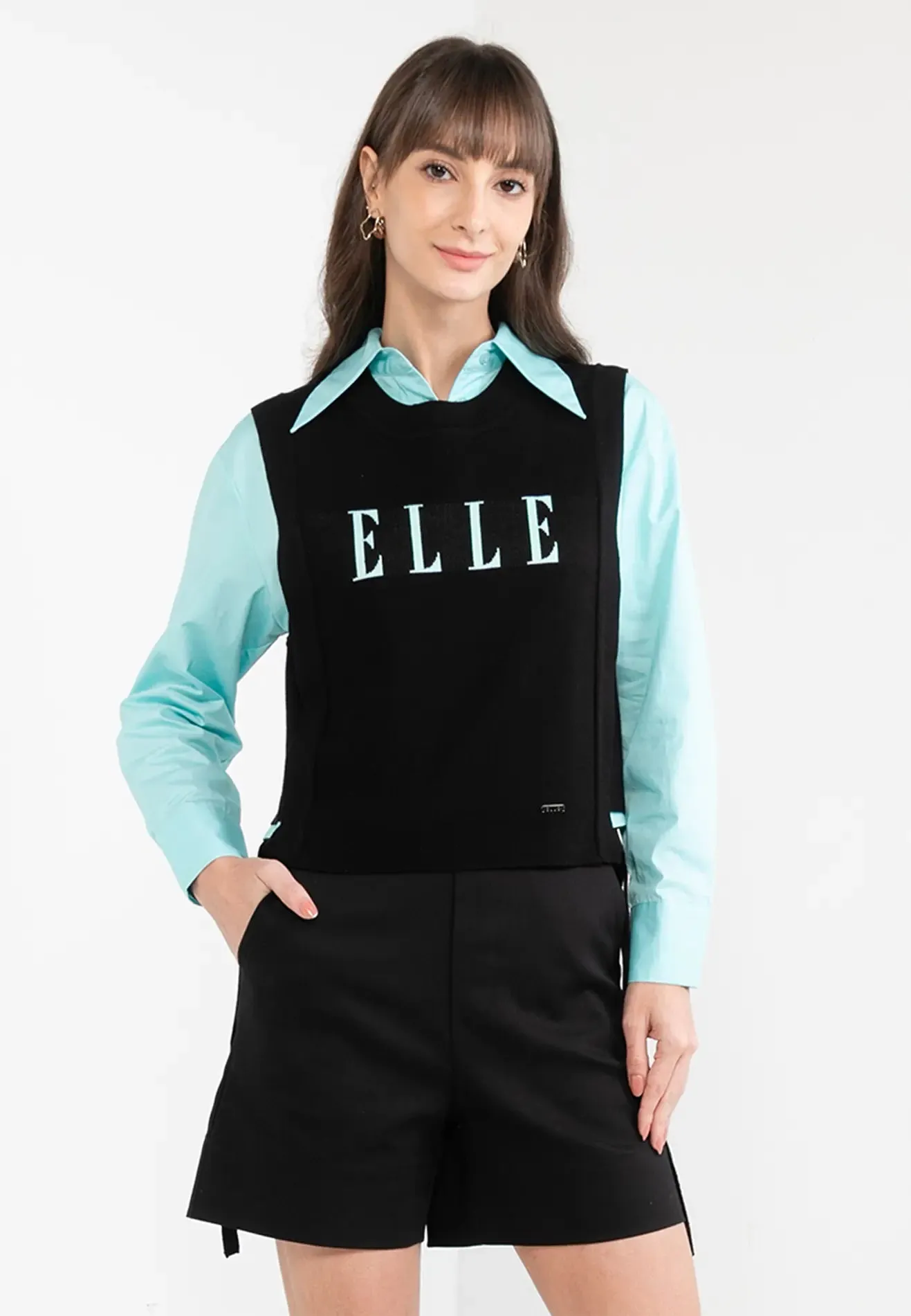 ELLE Apparel Sleeveless Side Ribbons Knit Vest