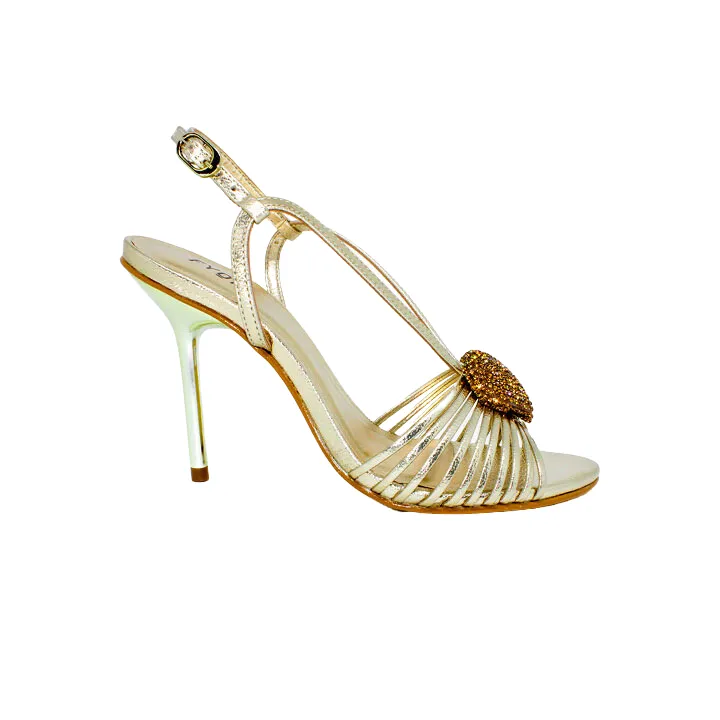 Embellished Brooch Heeled Sandal BWR 069