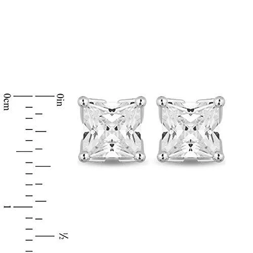 Enchanted Disney Fine Jewelry 14K White Gold 3/4 cttw Princess Cut Diamond Majestic Princess Solitaire Earrings