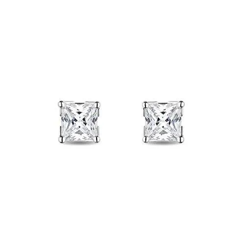 Enchanted Disney Fine Jewelry 14K White Gold 3/4 cttw Princess Cut Diamond Majestic Princess Solitaire Earrings