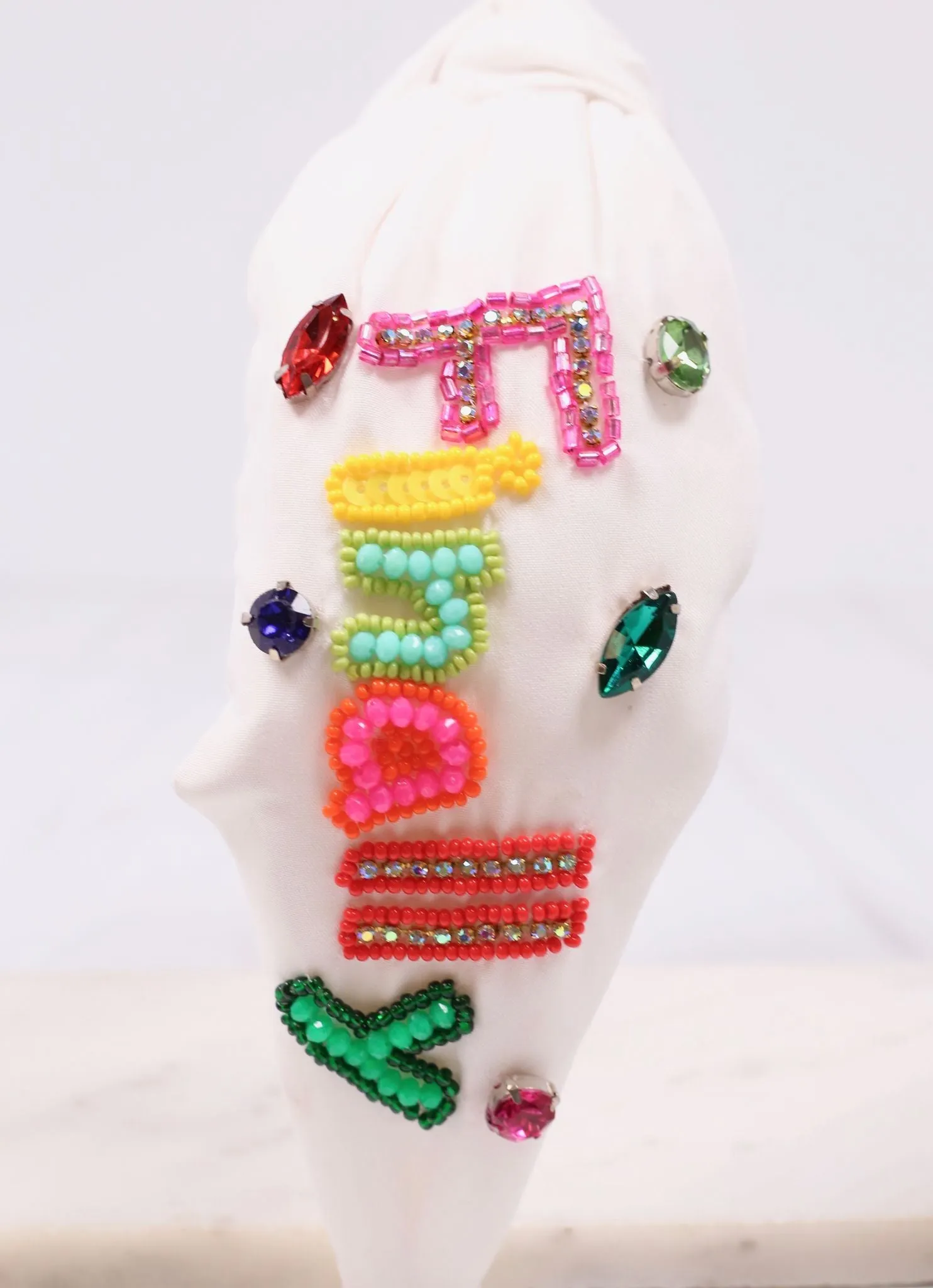 Finally 21 Beaded Headband WHITE MULTI