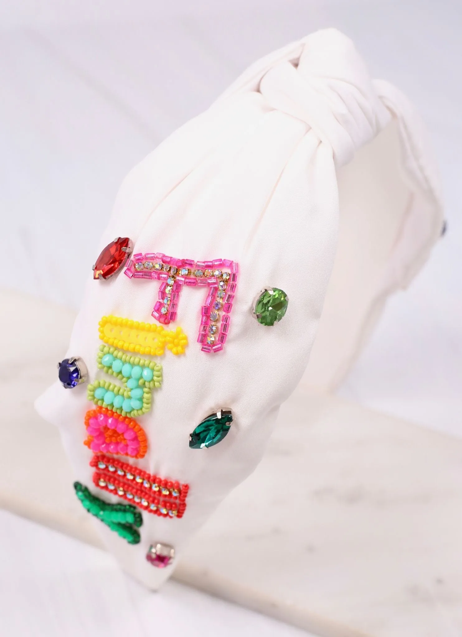 Finally 21 Beaded Headband WHITE MULTI