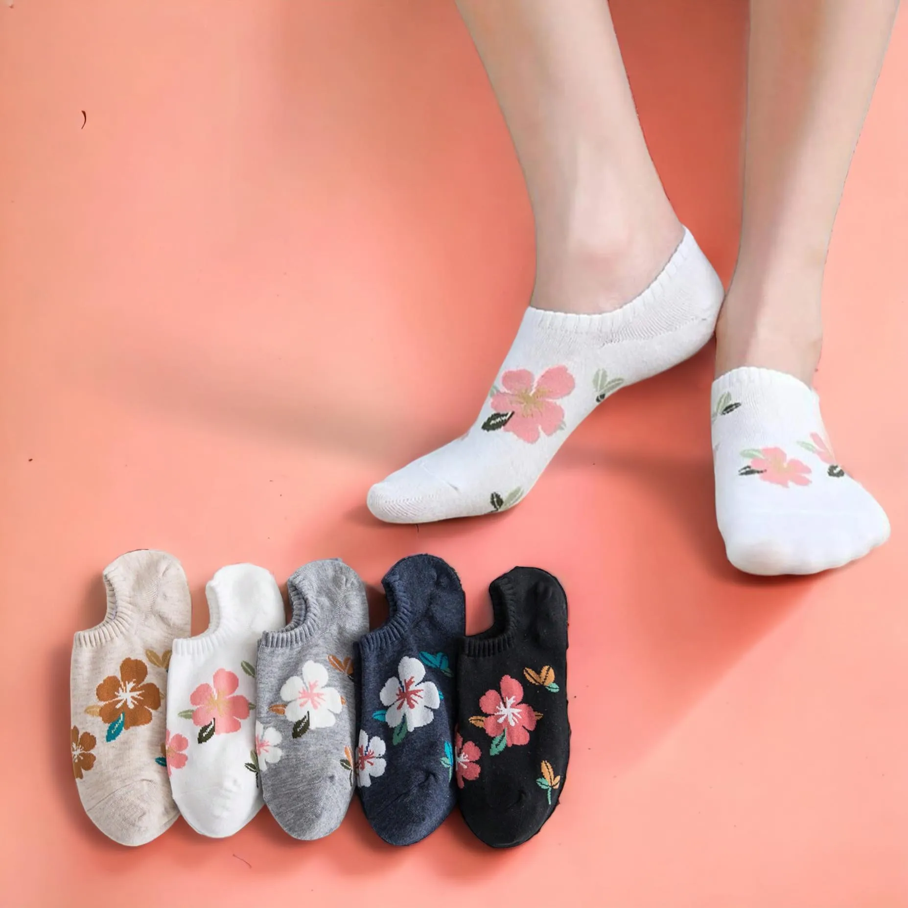 FOOTSIES 5pair Set Graphic Ankle Socks