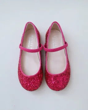 Fuchsia Rock Glitter Mary Jane Ballet Flats