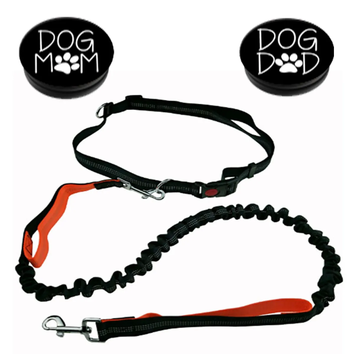 Glow In The Dark Hand Free Jogging Running Dog Leash Phone Grips Bundle