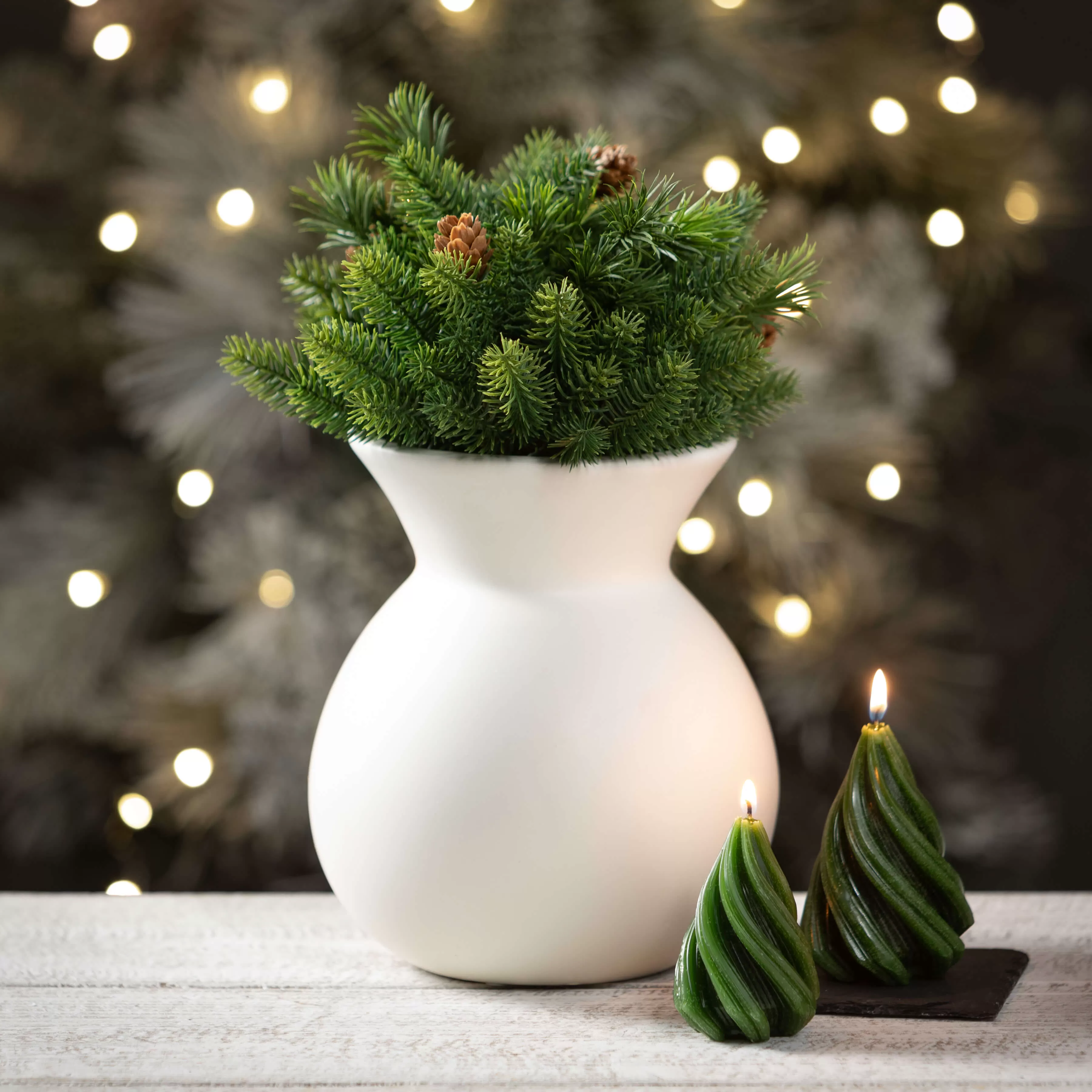 Green Christmas Tree Candles