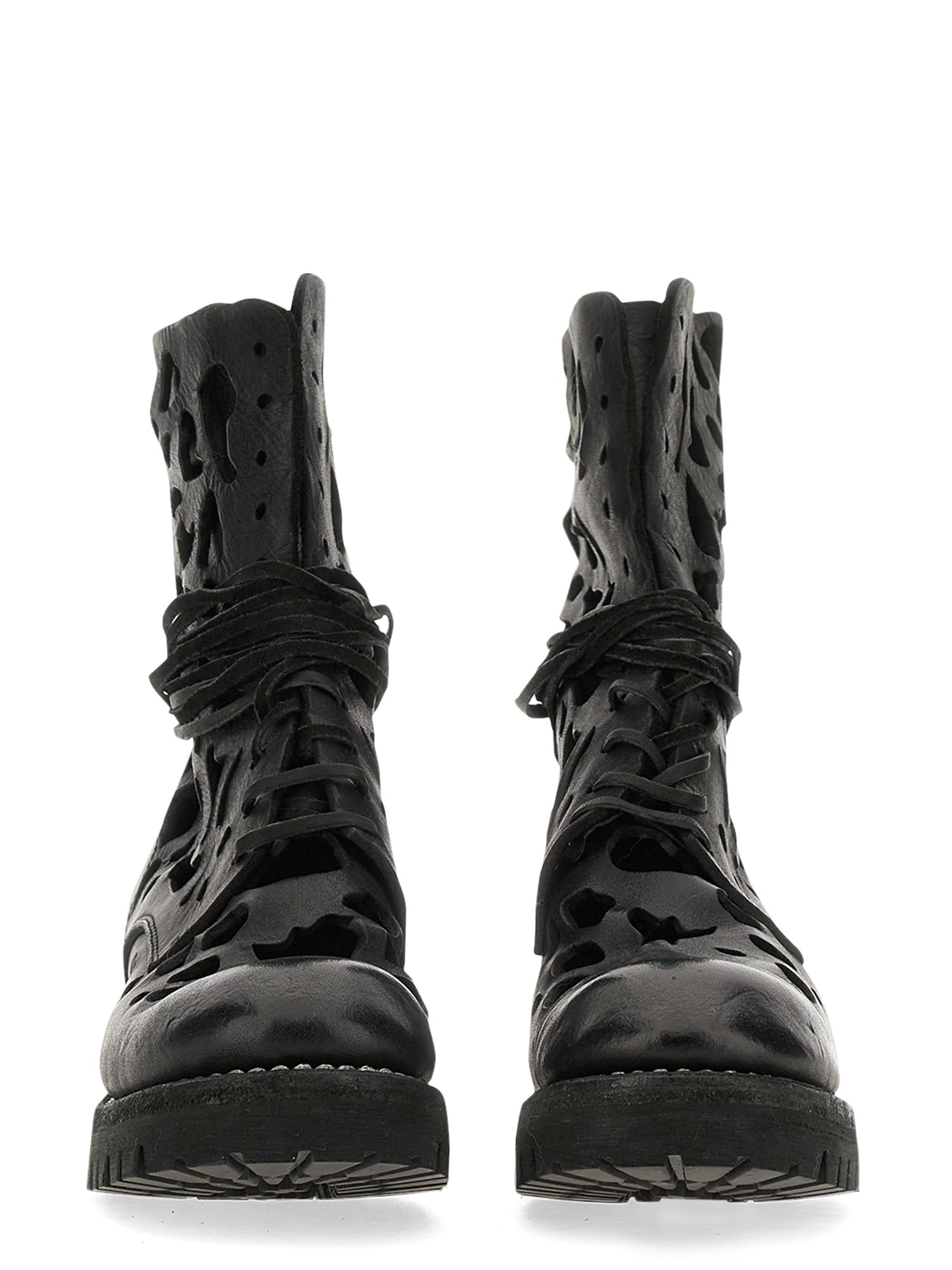 GUIDI    LEATHER ANKLE BOOT WITH CUT OUT DETAILS