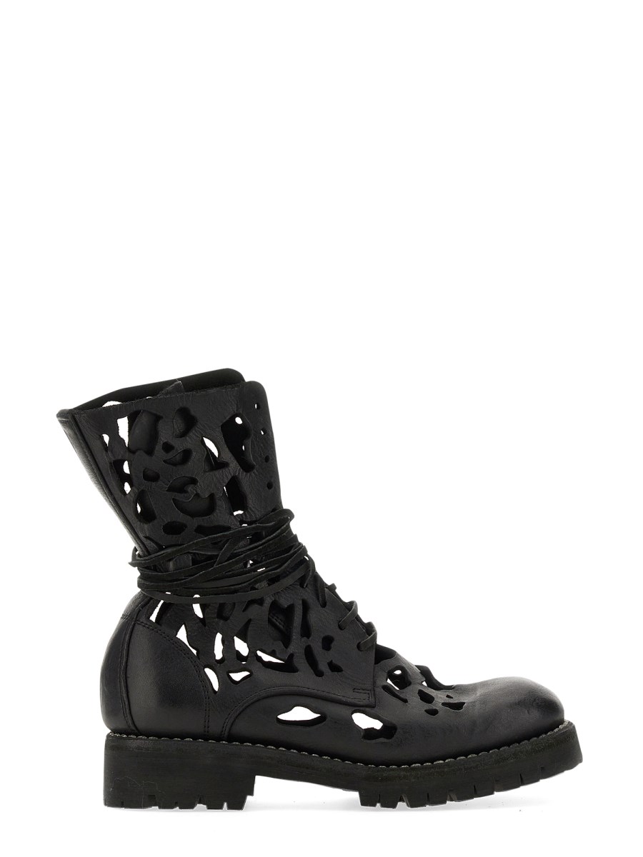 GUIDI    LEATHER ANKLE BOOT WITH CUT OUT DETAILS