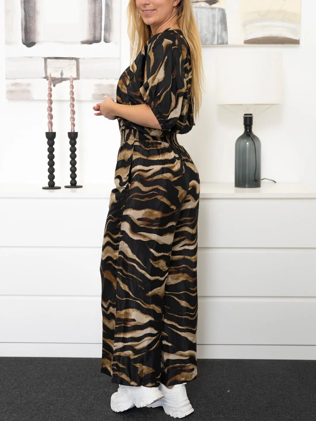 Kaffe KApollie Lia jumpsuit black/brown tiger