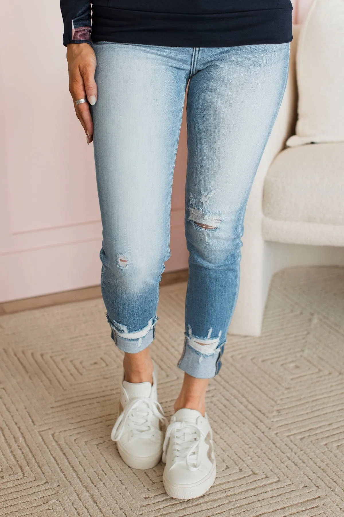 KanCan Cuffed Ankle Skinny Jeans- Davina Wash