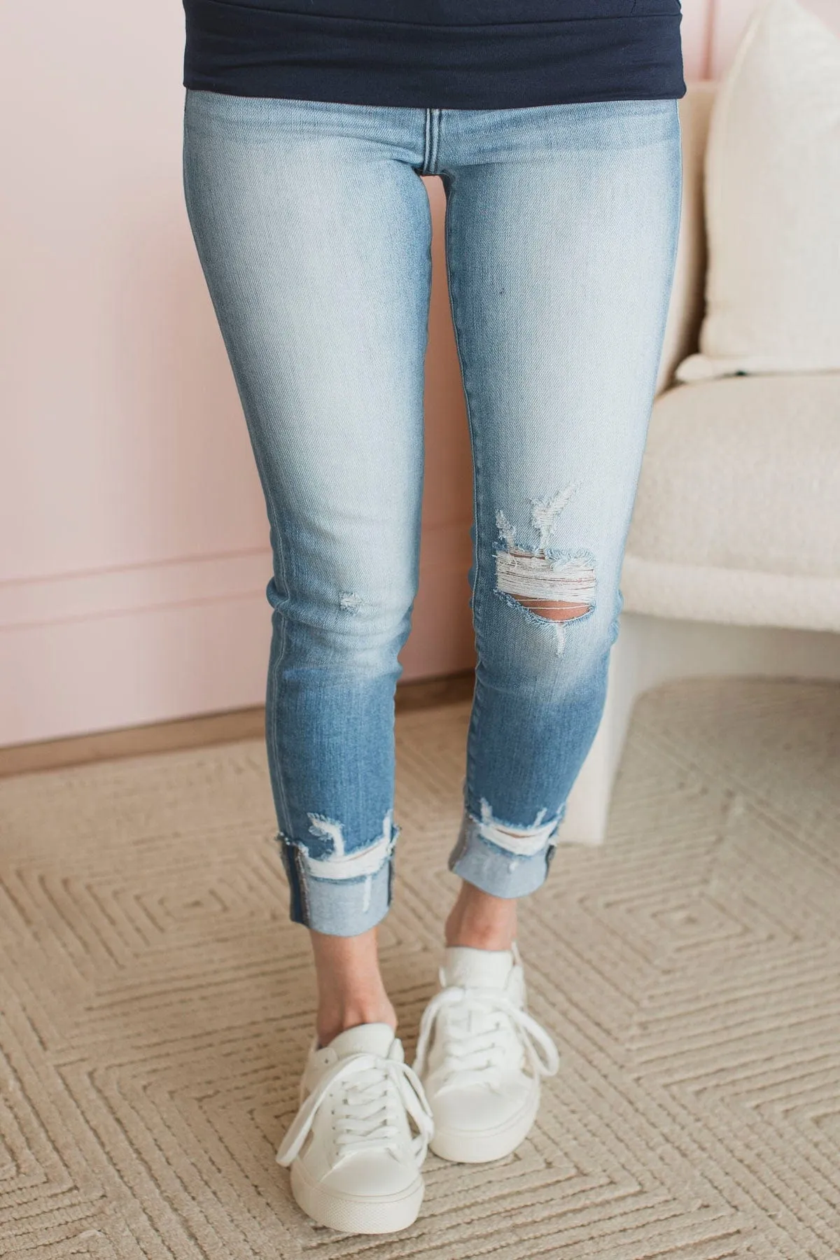 KanCan Cuffed Ankle Skinny Jeans- Davina Wash