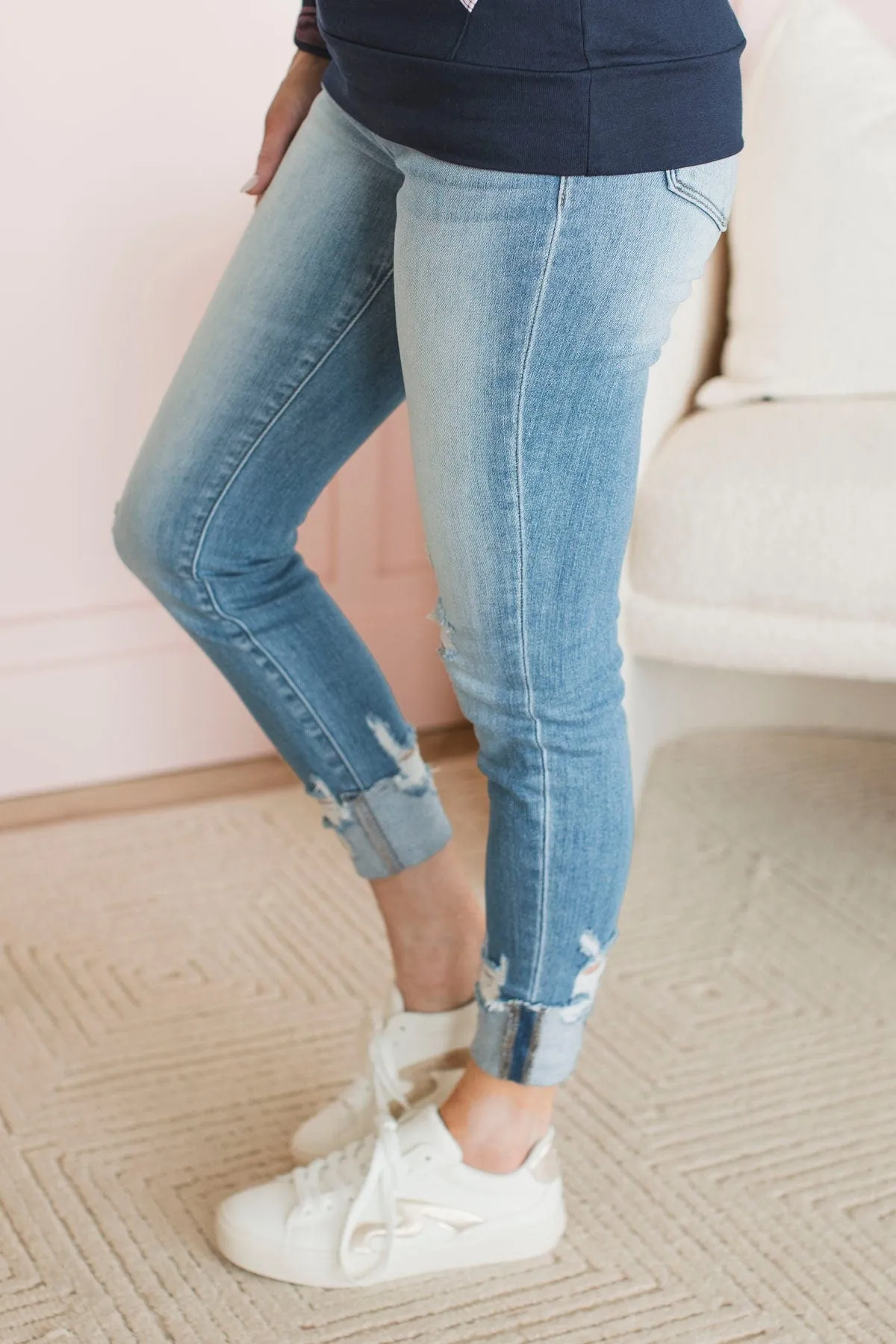 KanCan Cuffed Ankle Skinny Jeans- Davina Wash