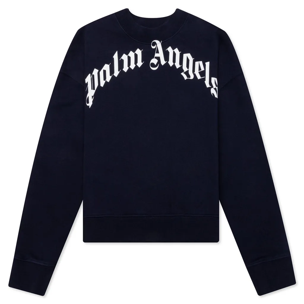 Kid's Classic Curved Logo Crewneck - Navy Blue