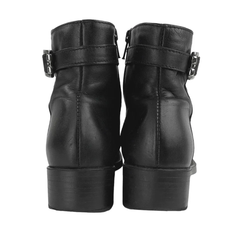 La Canadienne Shelby Black Leather Waterproof Buckle Strap Boots Booties 6.5