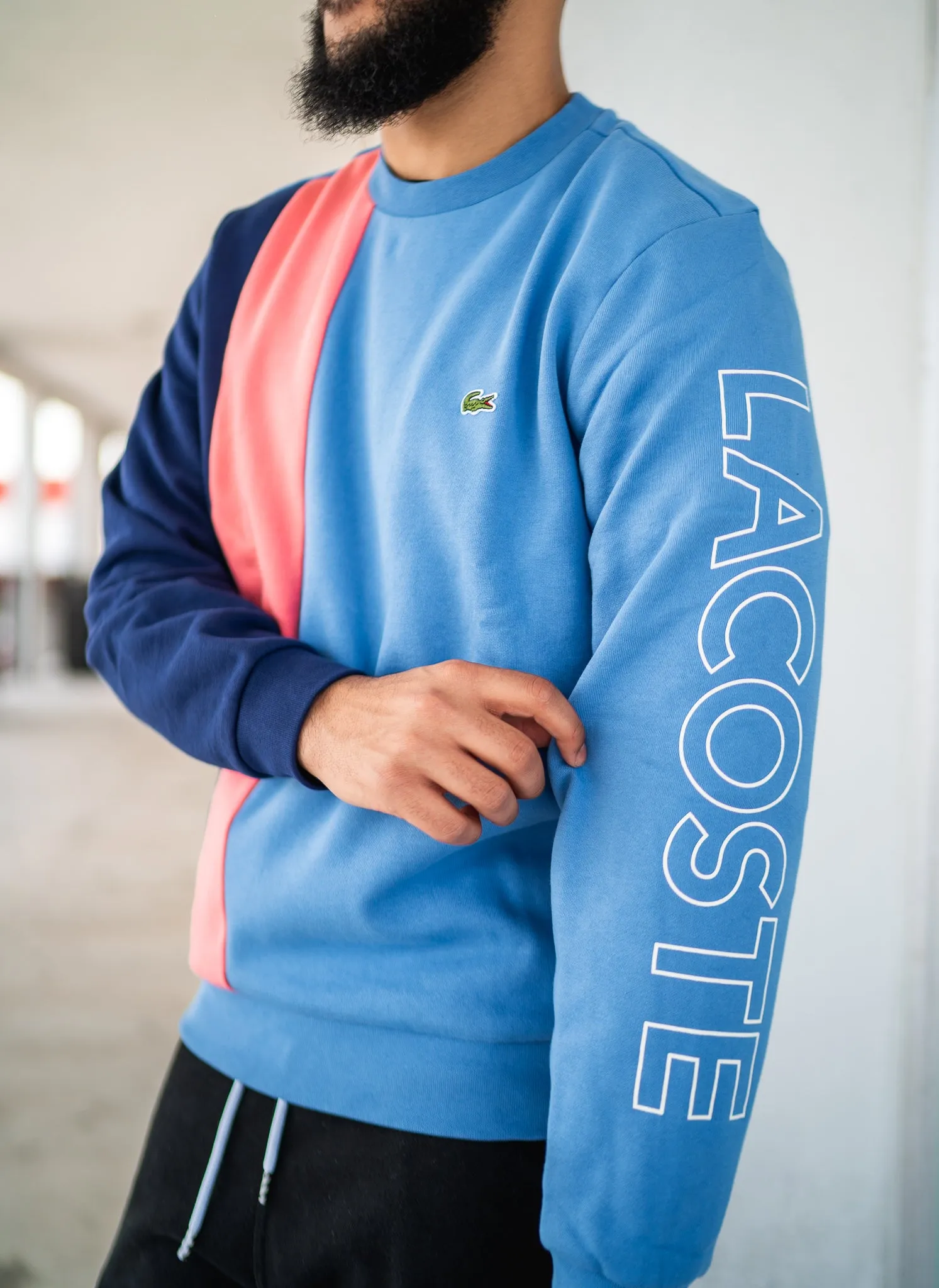 Lacoste Crewneck (Flint/Candy Pink)