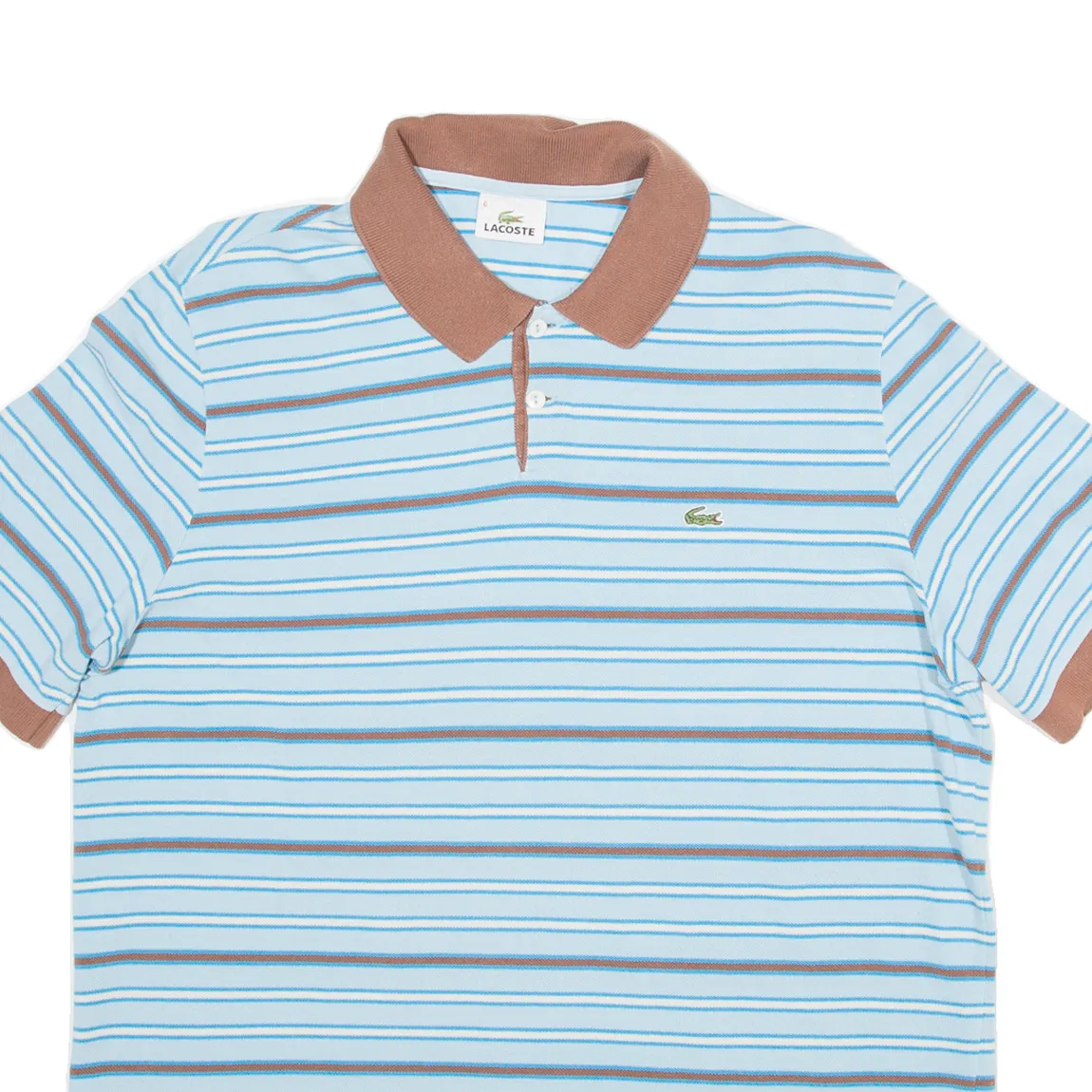 LACOSTE Mens Polo Shirt Blue Striped XL