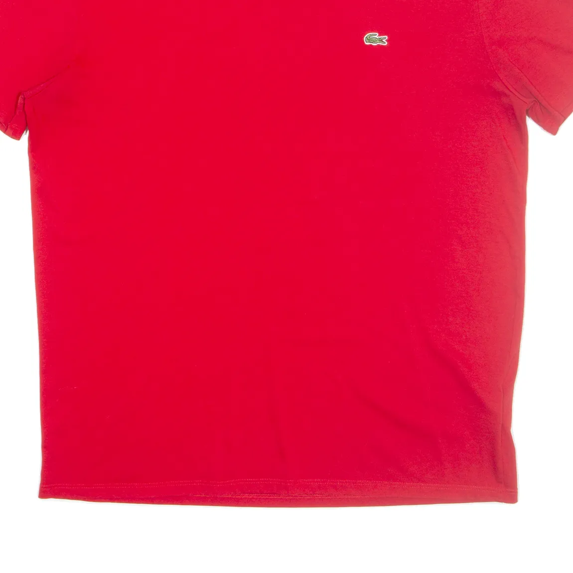 LACOSTE Mens T-Shirt Red V-Neck L