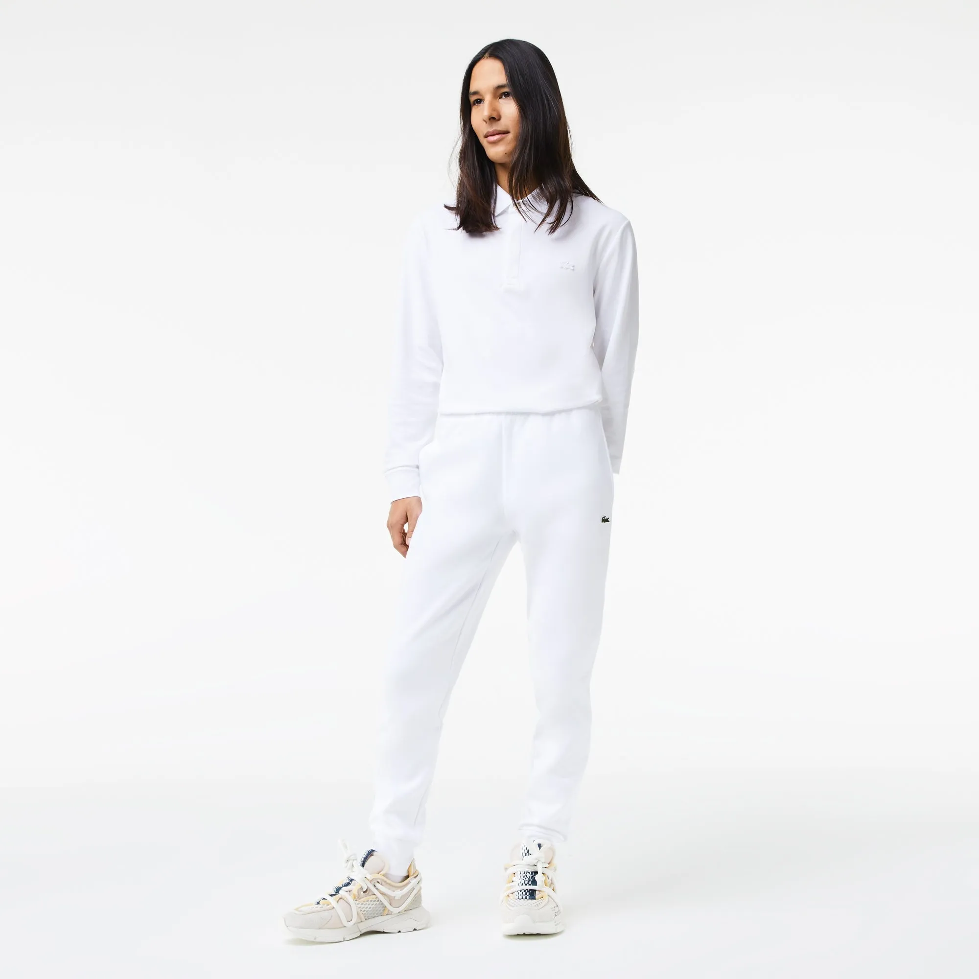 Lacoste Pantalon jogging blanc en molleton