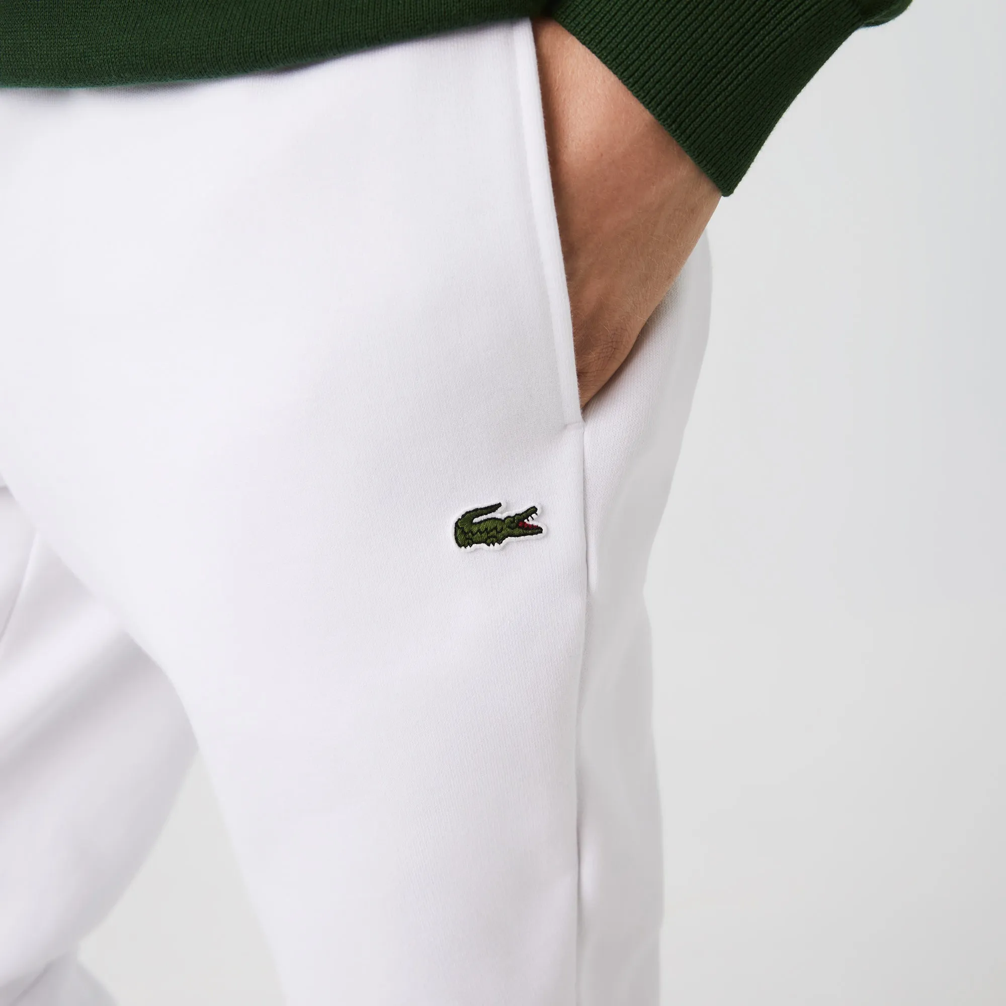 Lacoste Pantalon jogging blanc en molleton